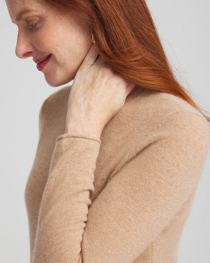 Chico's Cashmere Crewneck Sweater Camel