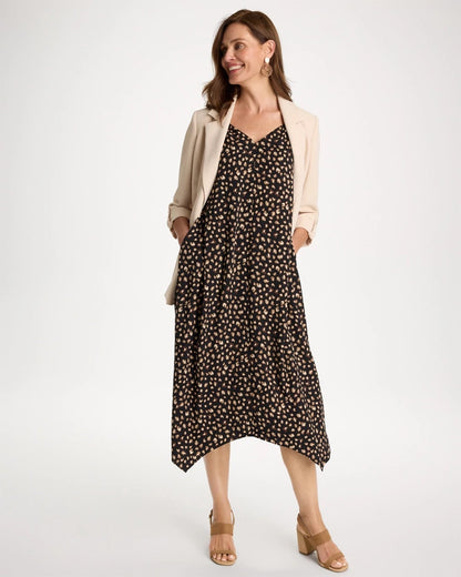 Chico's Rayon-Silk Asymmetrical Hem Dress Black