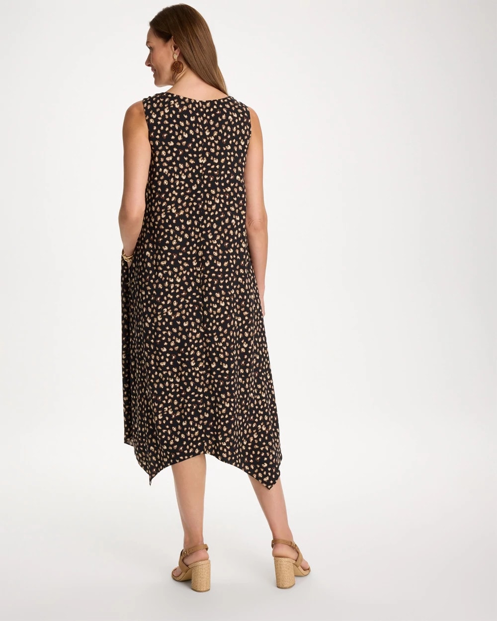 Chico's Rayon-Silk Asymmetrical Hem Dress Black