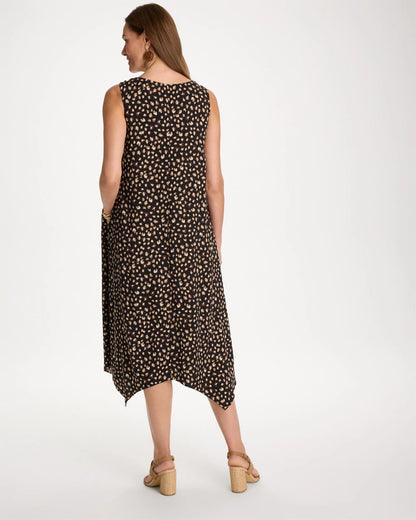 Chico's Rayon-Silk Asymmetrical Hem Dress Black