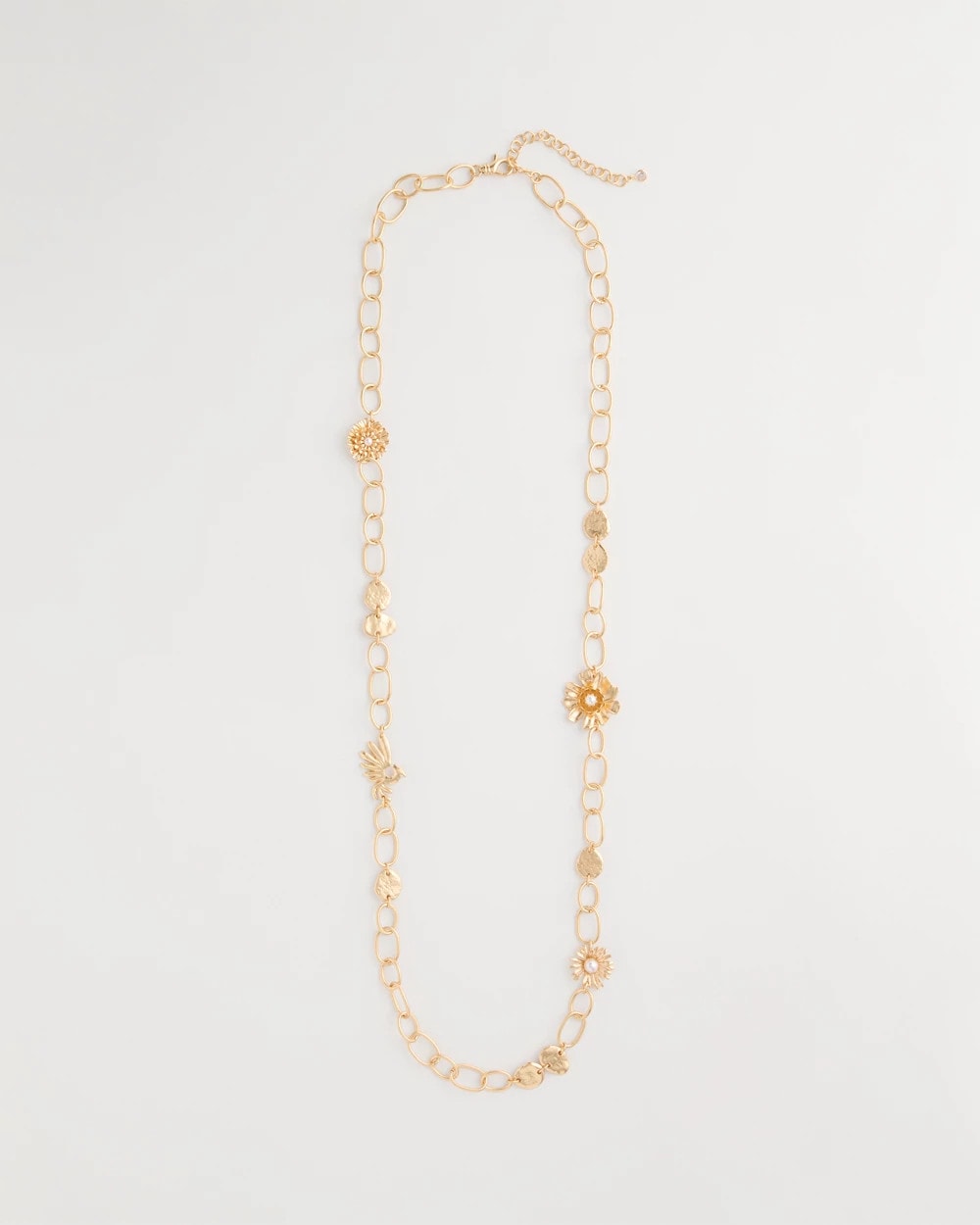 Chico's Flower Long Single-Strand Necklace Gold