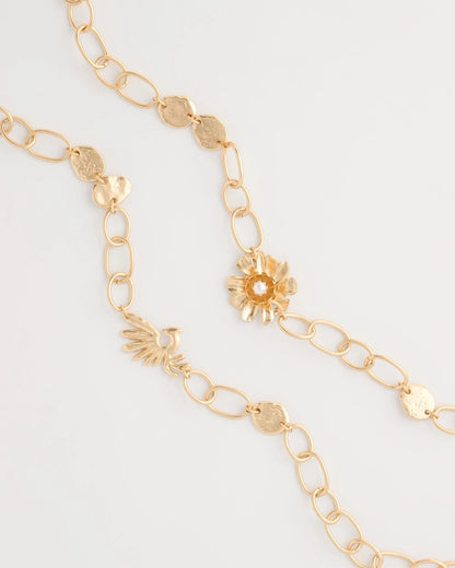Chico's Flower Long Single-Strand Necklace Gold