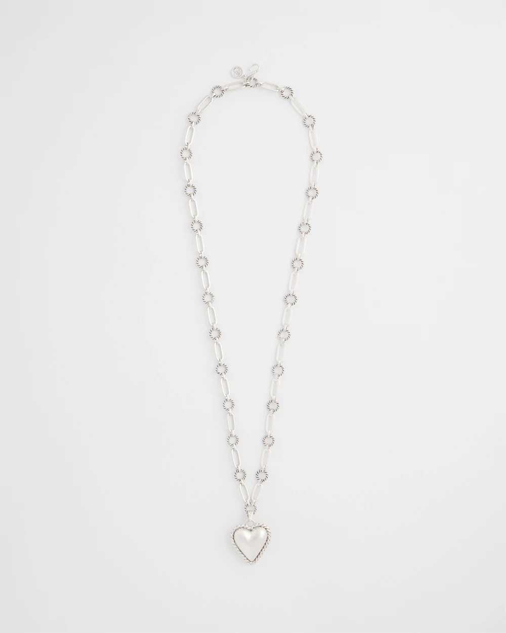 Chico's Heart Twice As Nice Pendant Necklace Silver
