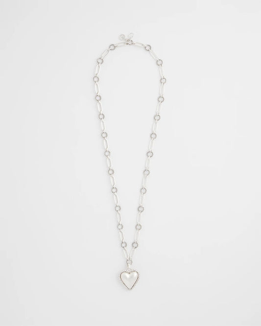 Chico's Heart Twice As Nice Pendant Necklace Silver