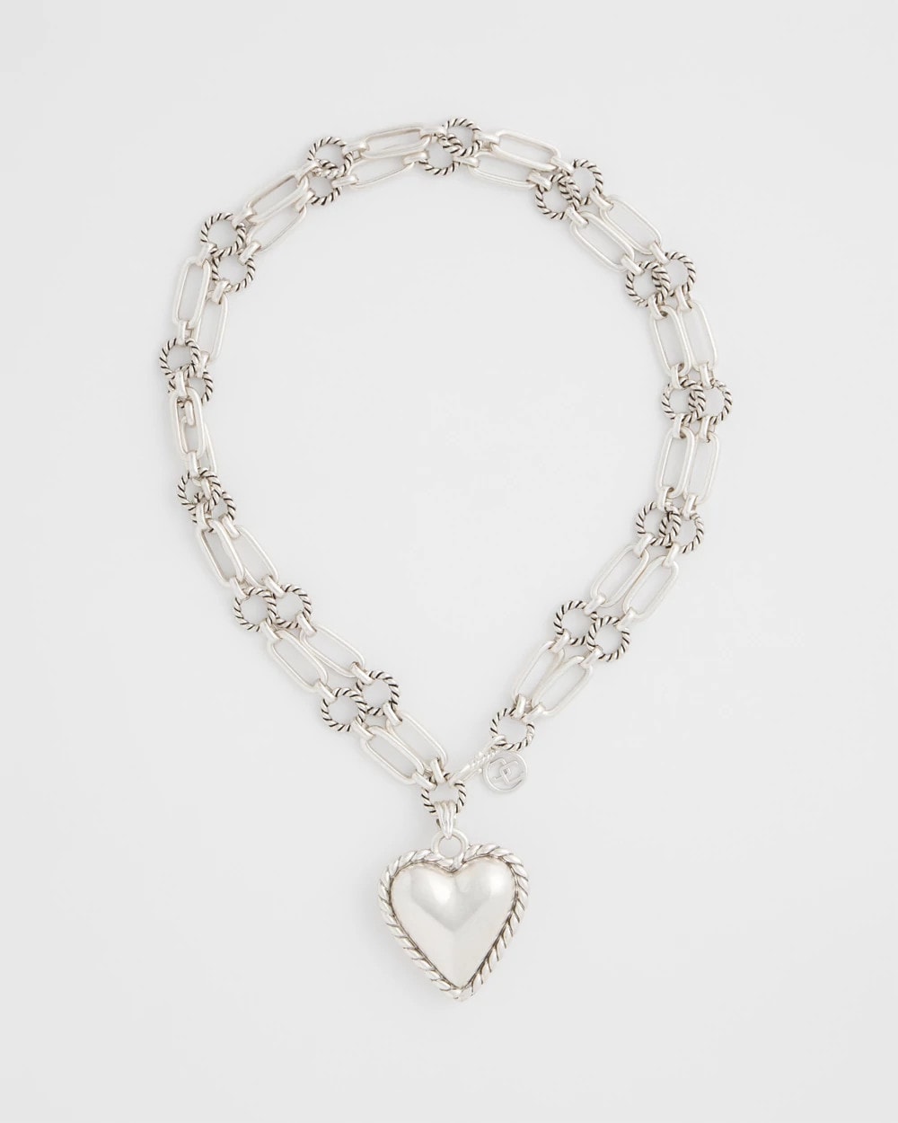 Chico's Heart Twice As Nice Pendant Necklace Silver