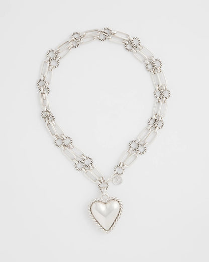 Chico's Heart Twice As Nice Pendant Necklace Silver