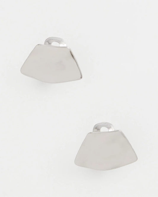Chico's Silver Fan Clip On Earrings Silver