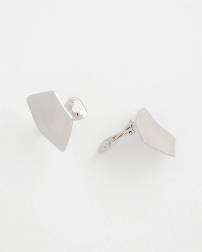 Chico's Silver Fan Clip On Earrings Silver