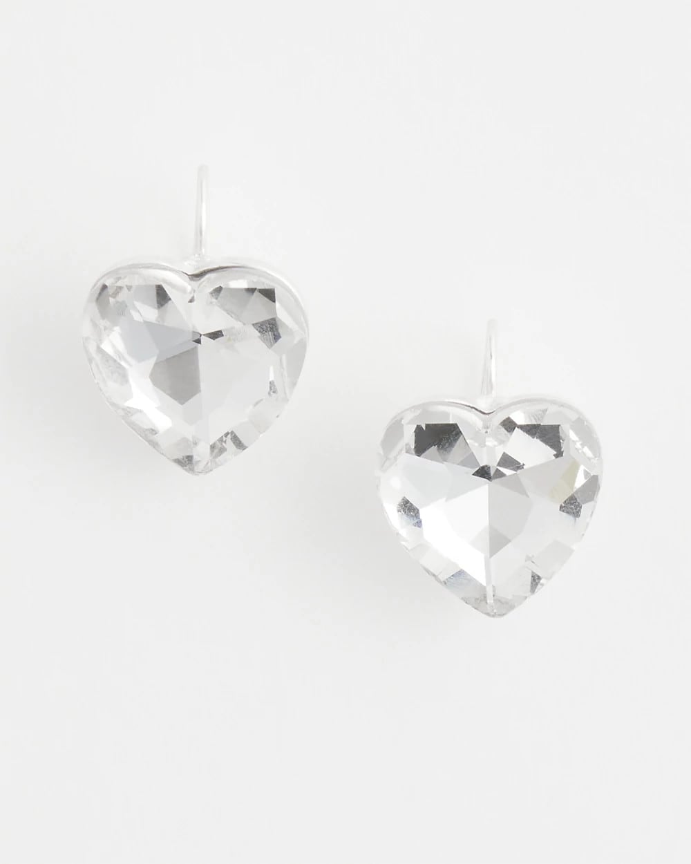 Chico's Crystal Heart Gem Drop Earrings Neutral
