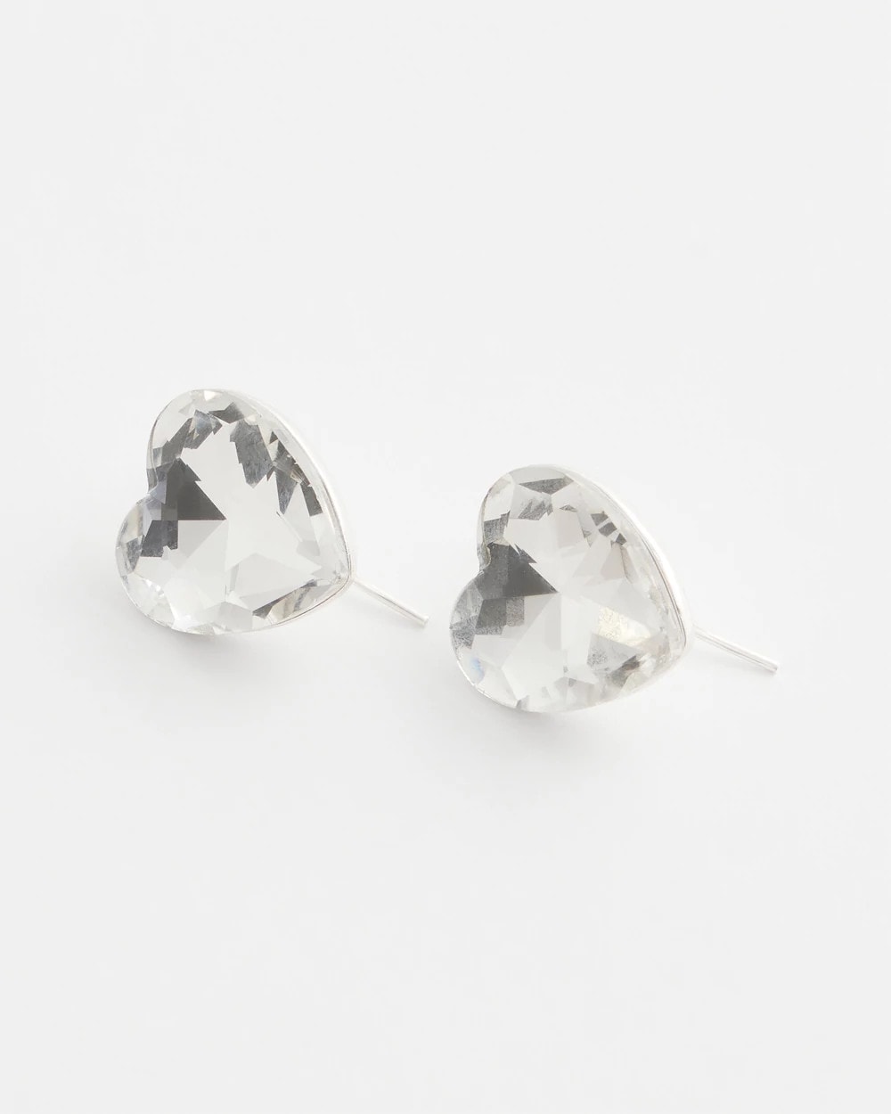 Chico's Crystal Heart Gem Drop Earrings Neutral