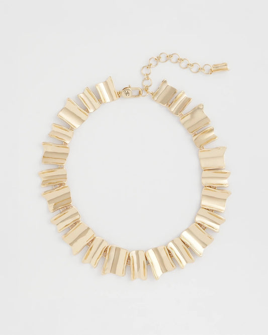 Chico's Gold Wave Collar Necklace Gold