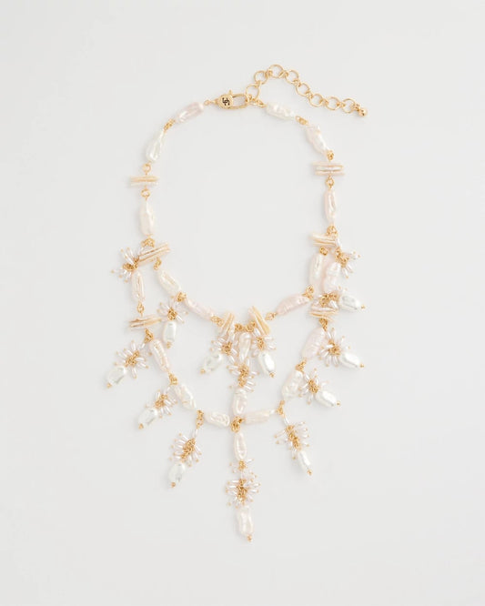 Chico's Chico's Originals Pearl Cluster Bib Necklace Pearl