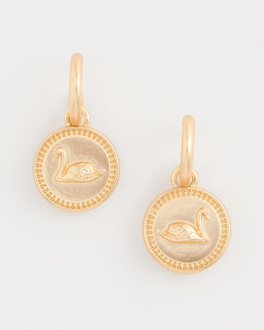 Chico's Swan Mini Charm Earrings Gold