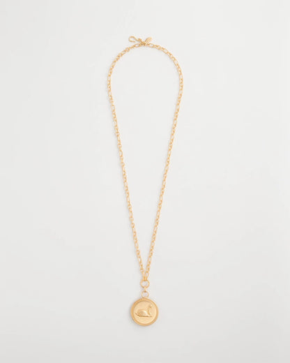 Chico's Reversible Swan Pendant Necklace Gold