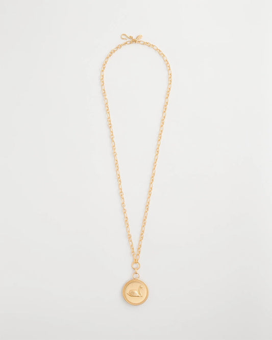 Chico's Reversible Swan Pendant Necklace Gold