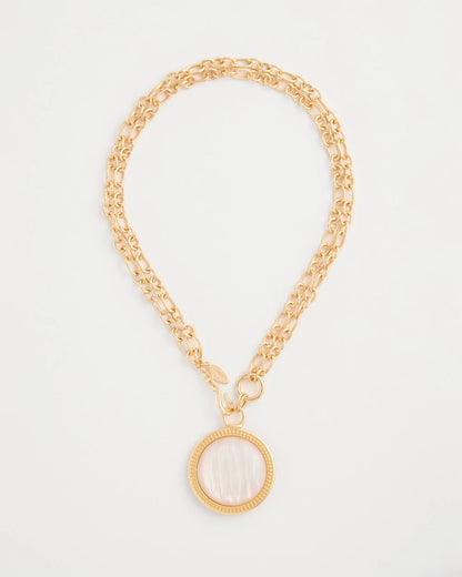 Chico's Reversible Swan Pendant Necklace Gold