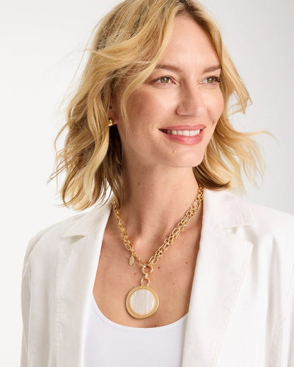 Chico's Reversible Swan Pendant Necklace Gold