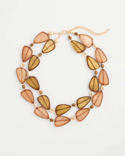 Chico's Neutral Double Strand Geo Necklace Neutral