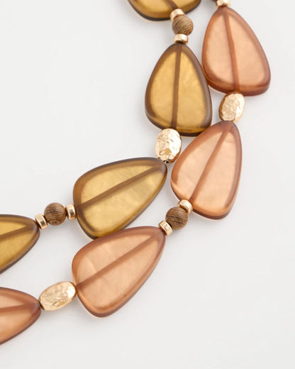 Chico's Neutral Double Strand Geo Necklace Neutral