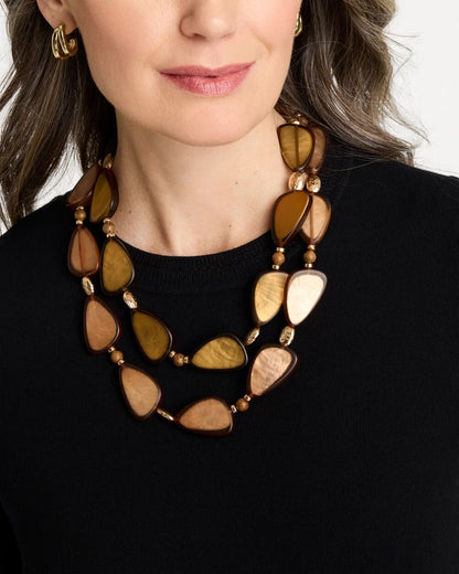 Chico's Neutral Double Strand Geo Necklace Neutral