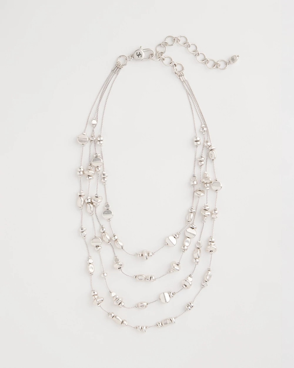Chico's Silvertone Nugget Illusion Necklace Silver