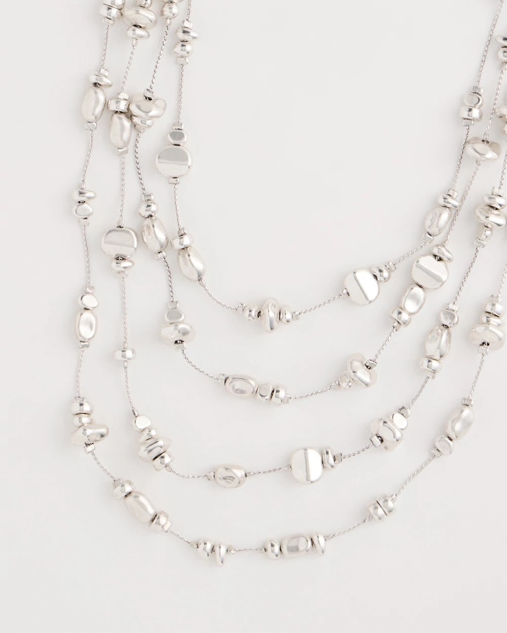 Chico's Silvertone Nugget Illusion Necklace Silver