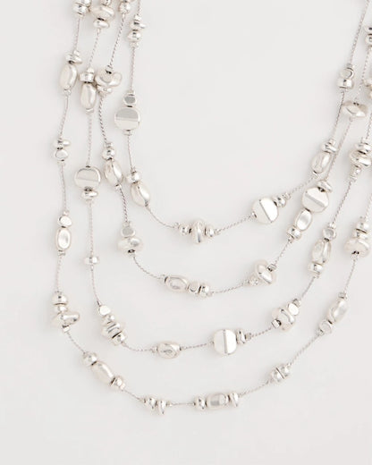 Chico's Silvertone Nugget Illusion Necklace Silver