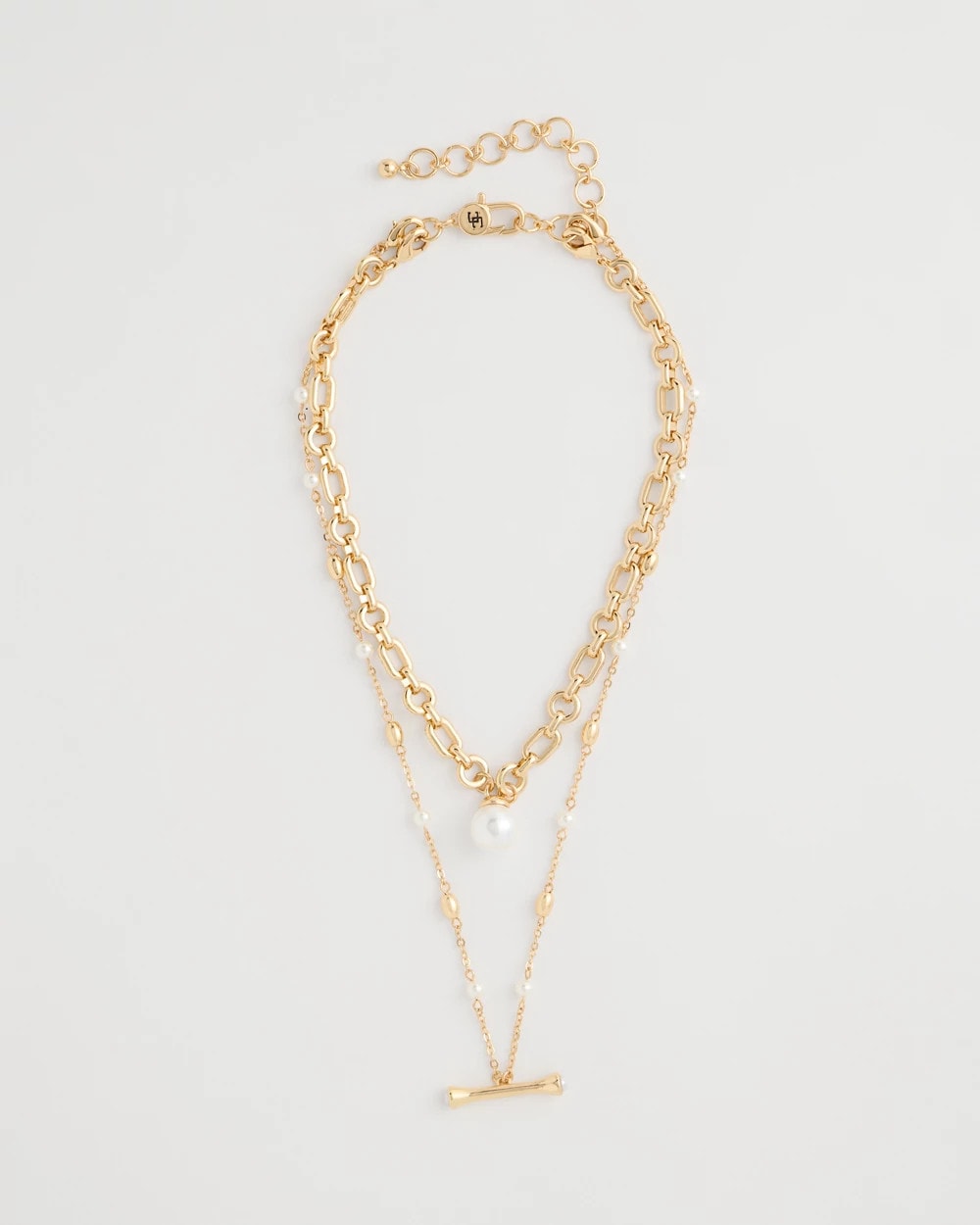 Chico's Toggle Bar Pearl Pendant Necklace Pearl
