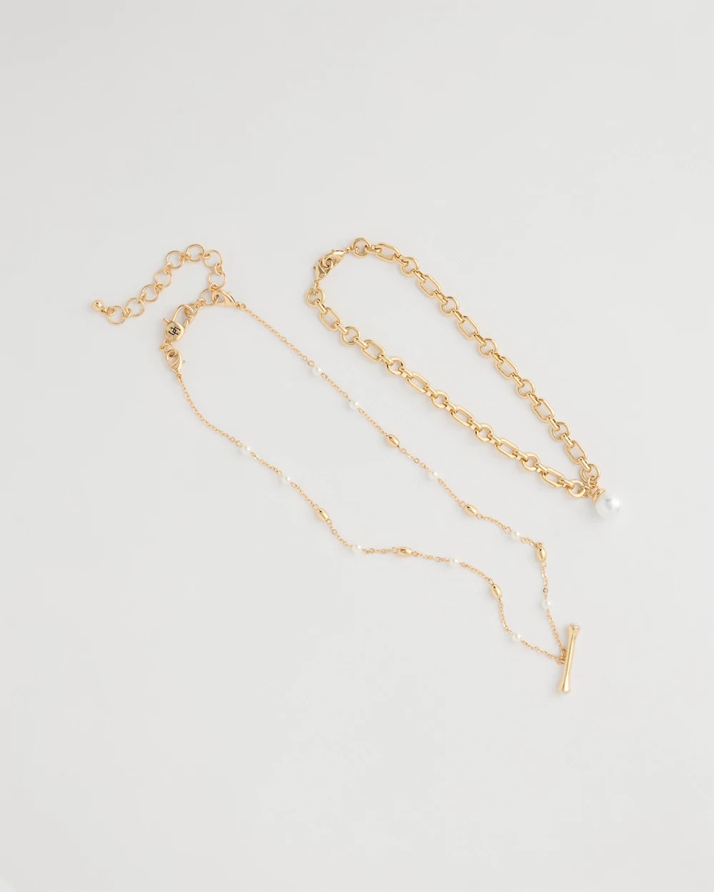 Chico's Toggle Bar Pearl Pendant Necklace Pearl