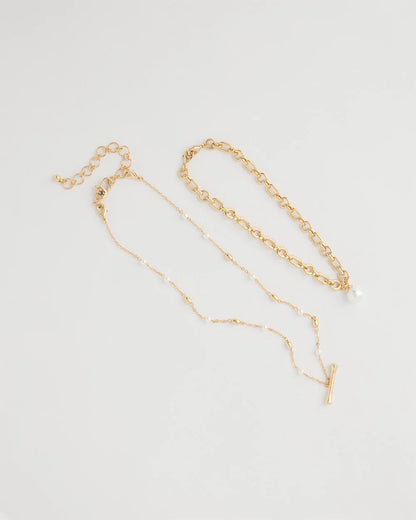 Chico's Toggle Bar Pearl Pendant Necklace Pearl