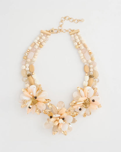 Chico's Chico's Originals Neutral Floral Bib Necklace Neutral