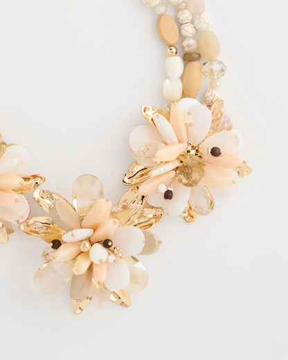 Chico's Chico's Originals Neutral Floral Bib Necklace Neutral