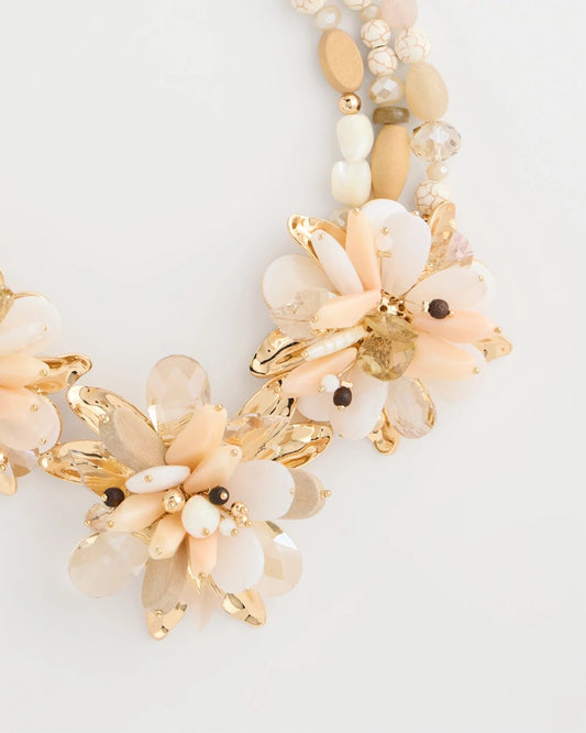 Chico's Chico's Originals Neutral Floral Bib Necklace Neutral