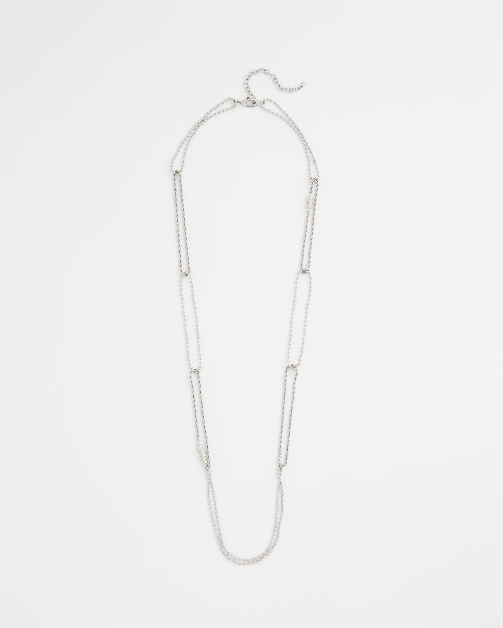 Chico's Long Silver Ball Chain Single Strand Silver