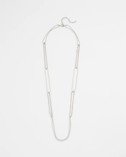 Chico's Long Silver Ball Chain Single Strand Silver