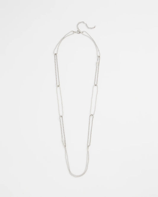 Chico's Long Silver Ball Chain Single Strand Silver