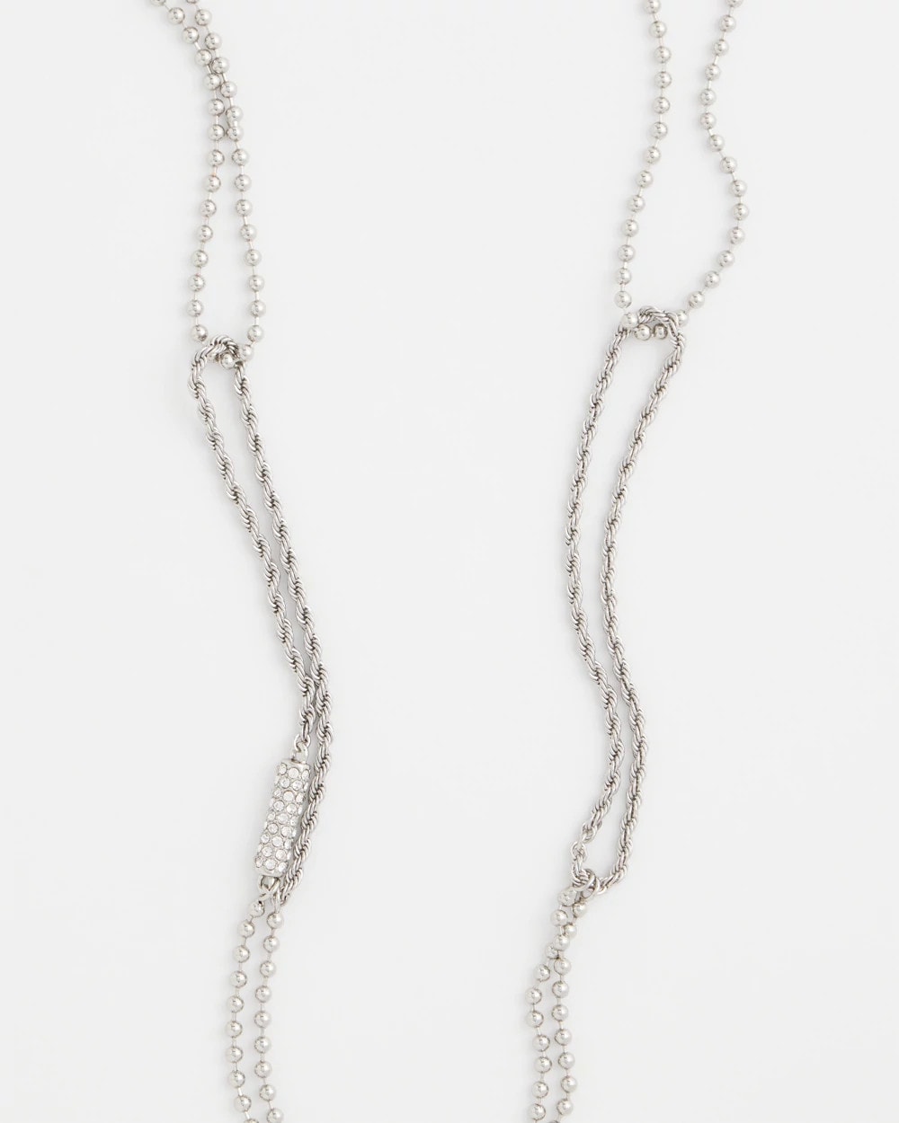 Chico's Long Silver Ball Chain Single Strand Silver
