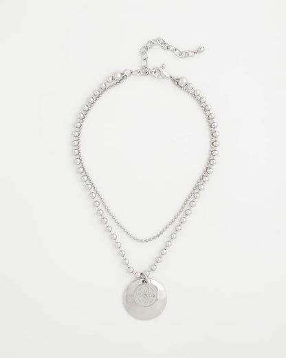 Chico's Short Silver Ball Chain Pendant Silver