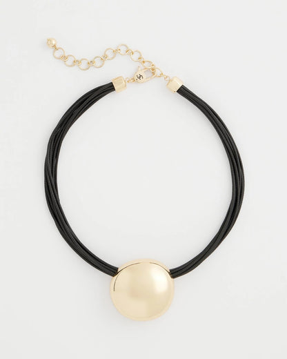 Chico's Gold Pendant Cord Necklace Gold