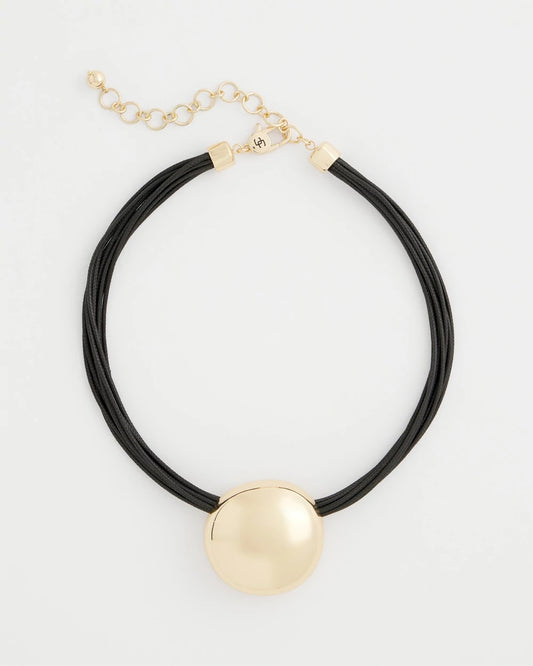 Chico's Gold Pendant Cord Necklace Gold
