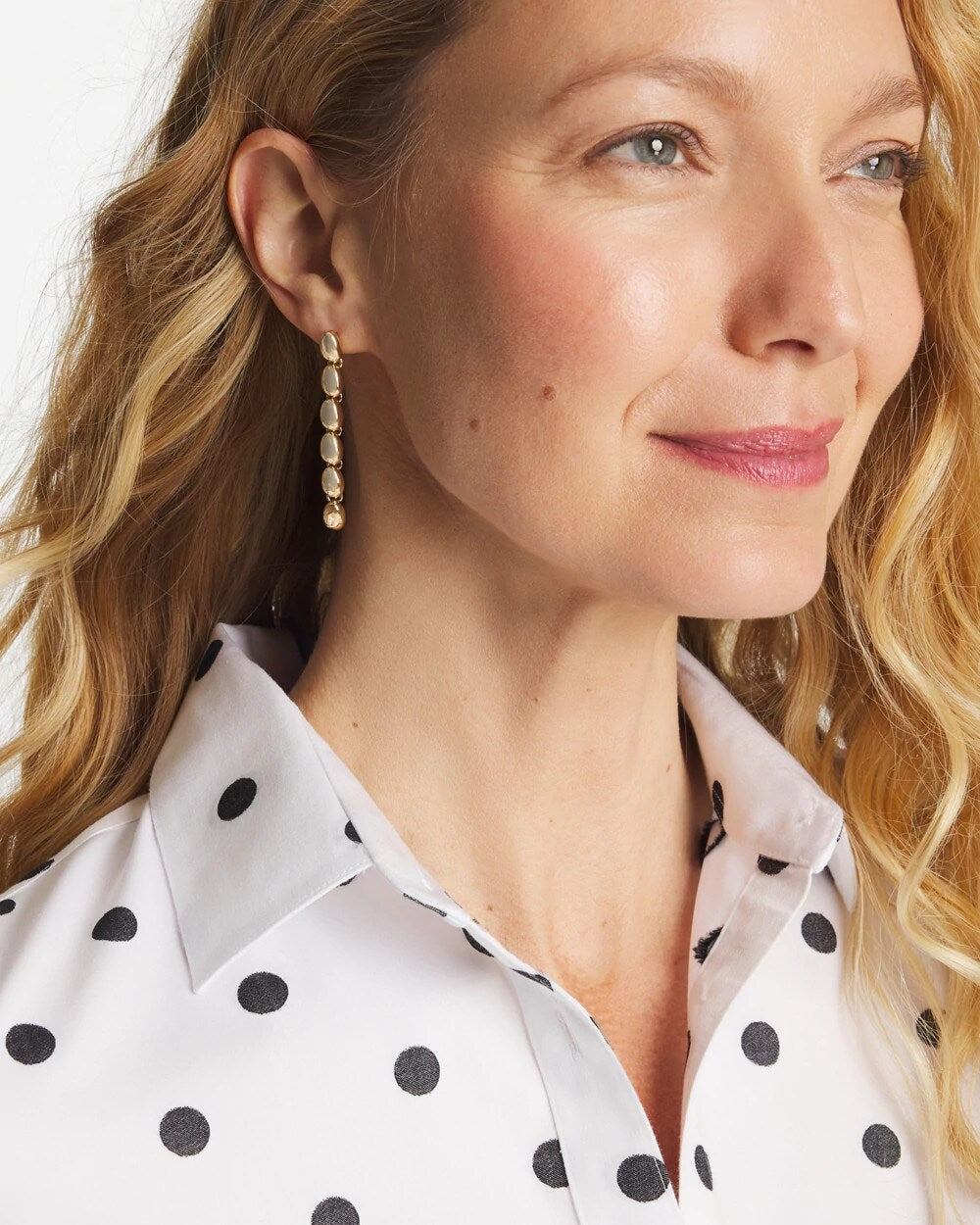 Chico's Gold Linear Bead Earrings Gold