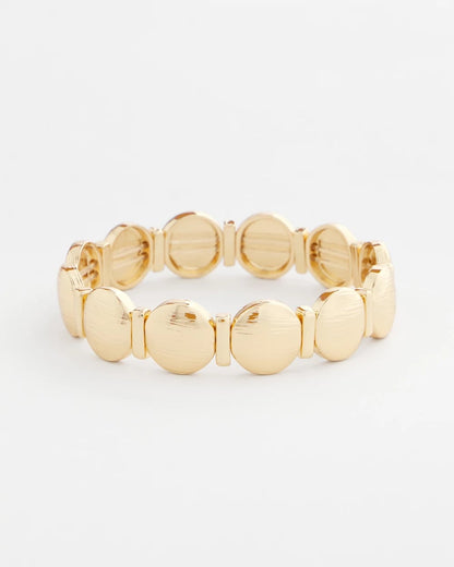 Chico's Textured Circle Stretch Bracelet Gold