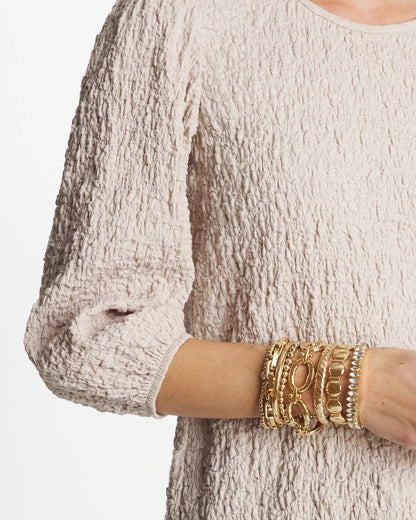 Chico's Textured Circle Stretch Bracelet Gold