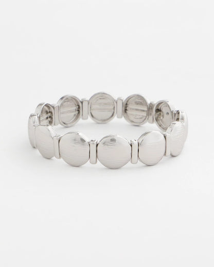 Chico's Silver Textured Circle Stretch Bracelet Silver