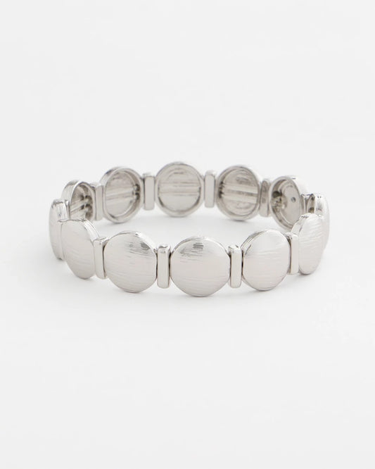 Chico's Silver Textured Circle Stretch Bracelet Silver