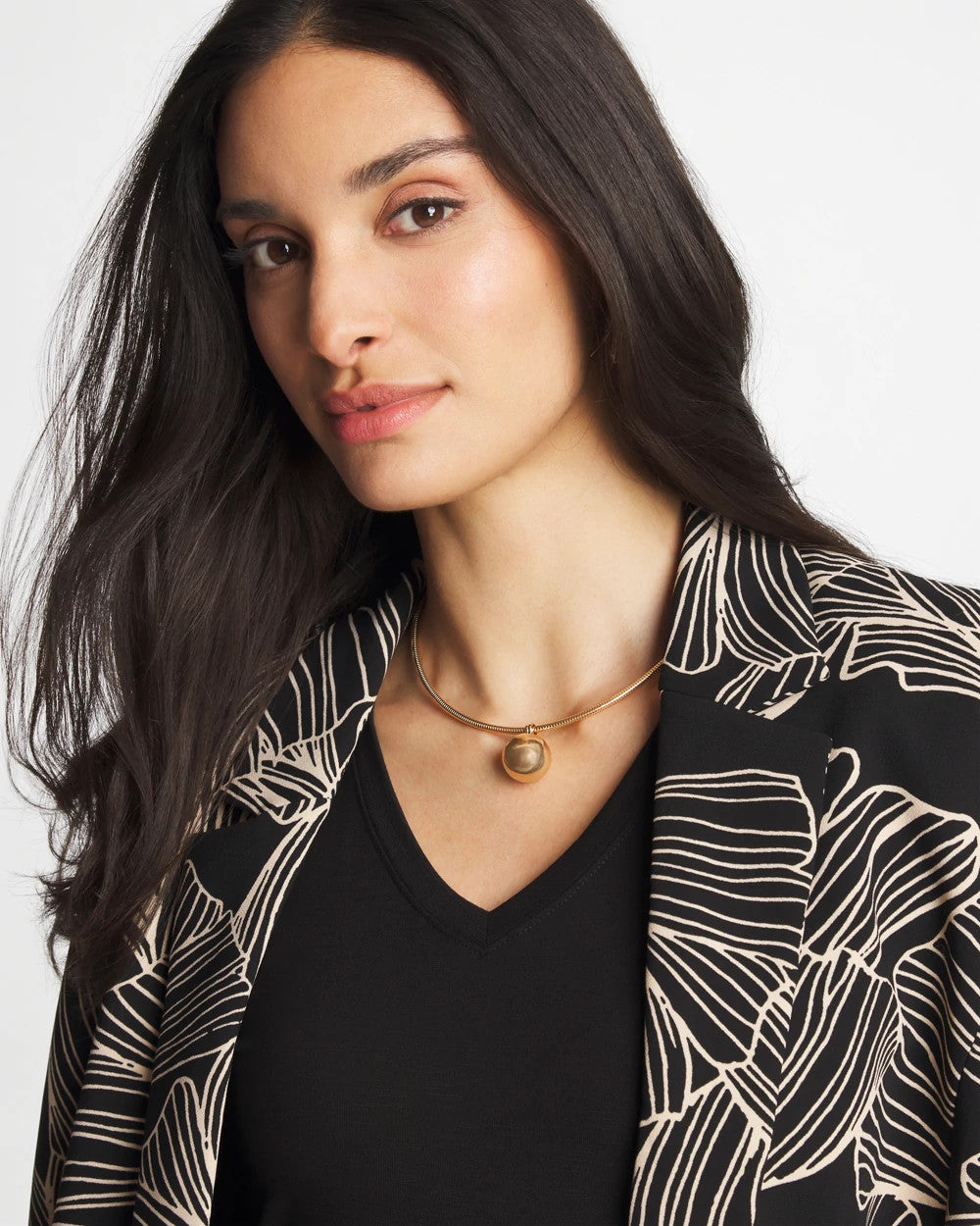 Chico's Gold Bead Collar Necklace Gold