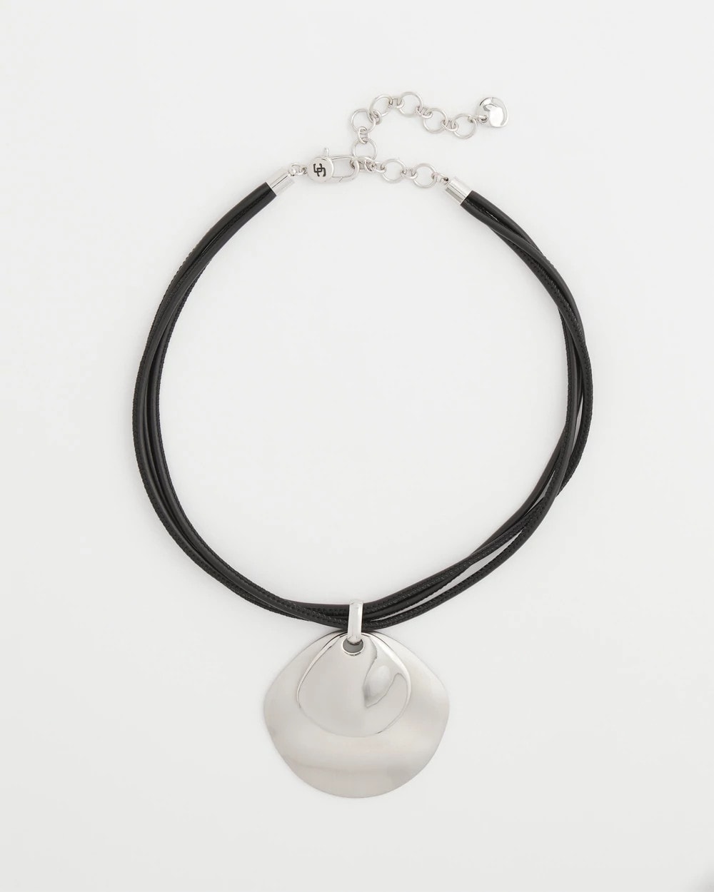 Chico's Silver Pendant On Cord Silver