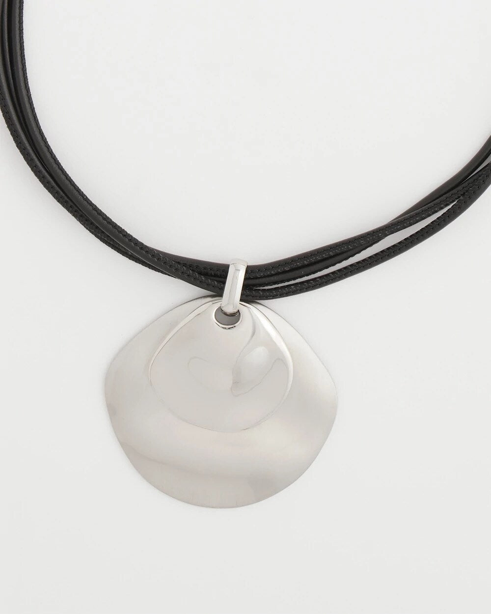 Chico's Silver Pendant On Cord Silver