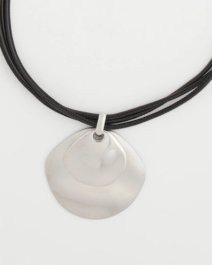 Chico's Silver Pendant On Cord Silver