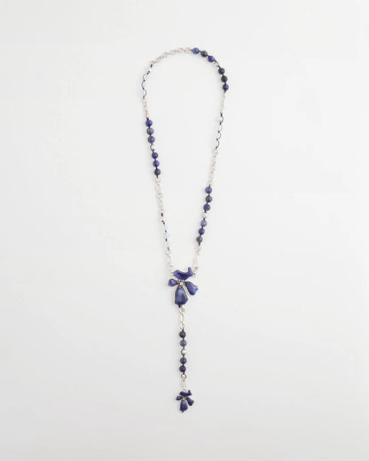 Chico's Blue Flower Long Y-Necklace Blue